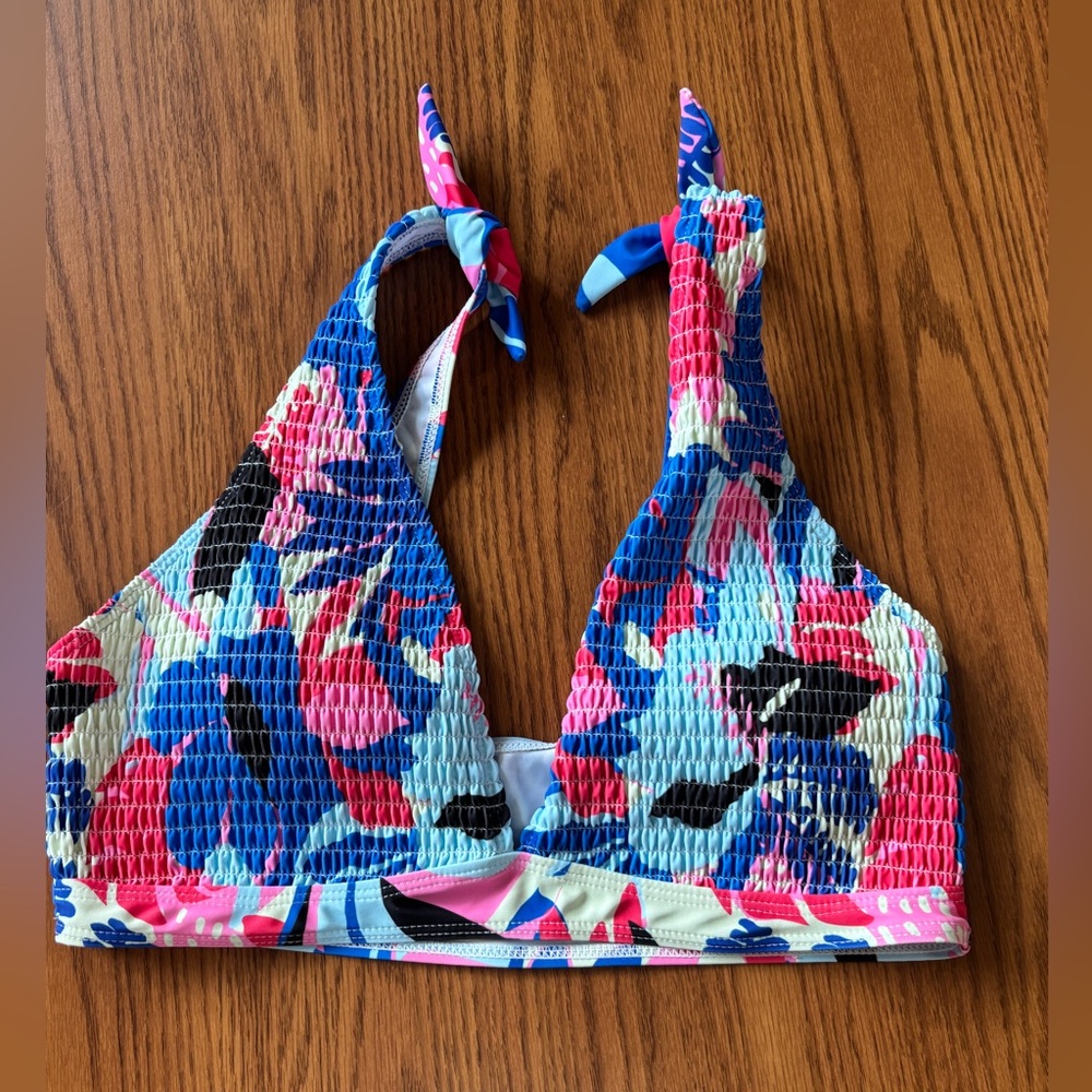 Pink and Blue Bikini Top